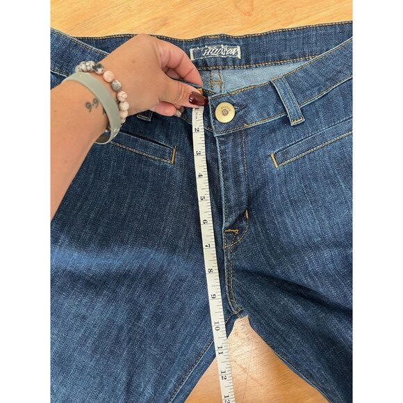 Hudson Jeans Womens Large Blue Wide Leg Trouser Jeans Flap Pockets Denim Flare - Picture 12 of 12